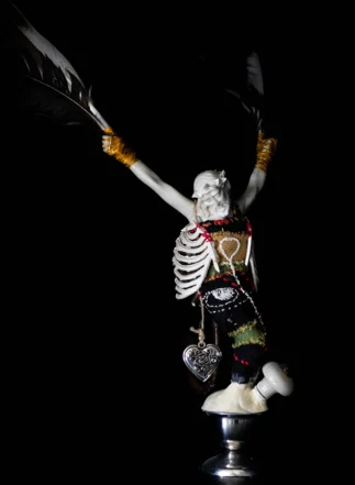 Handmade deity statue from thrifted items