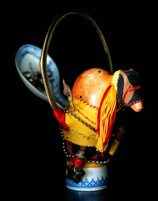 Handmade deity statue from thrifted items