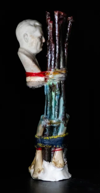 Handmade statue from thrifted items
