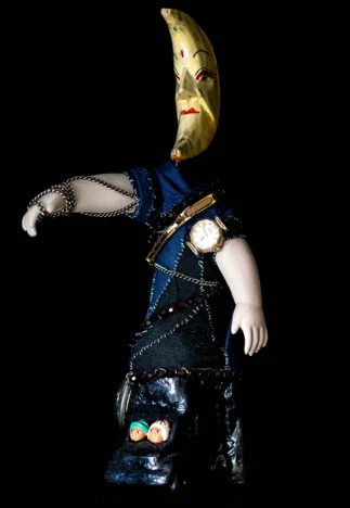 Handmade deity statue from thrifted items
