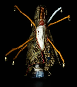 Handmade deity statue from thrifted items